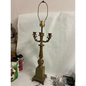 Vintage 4 arm candle and center electric table lamp candelabra